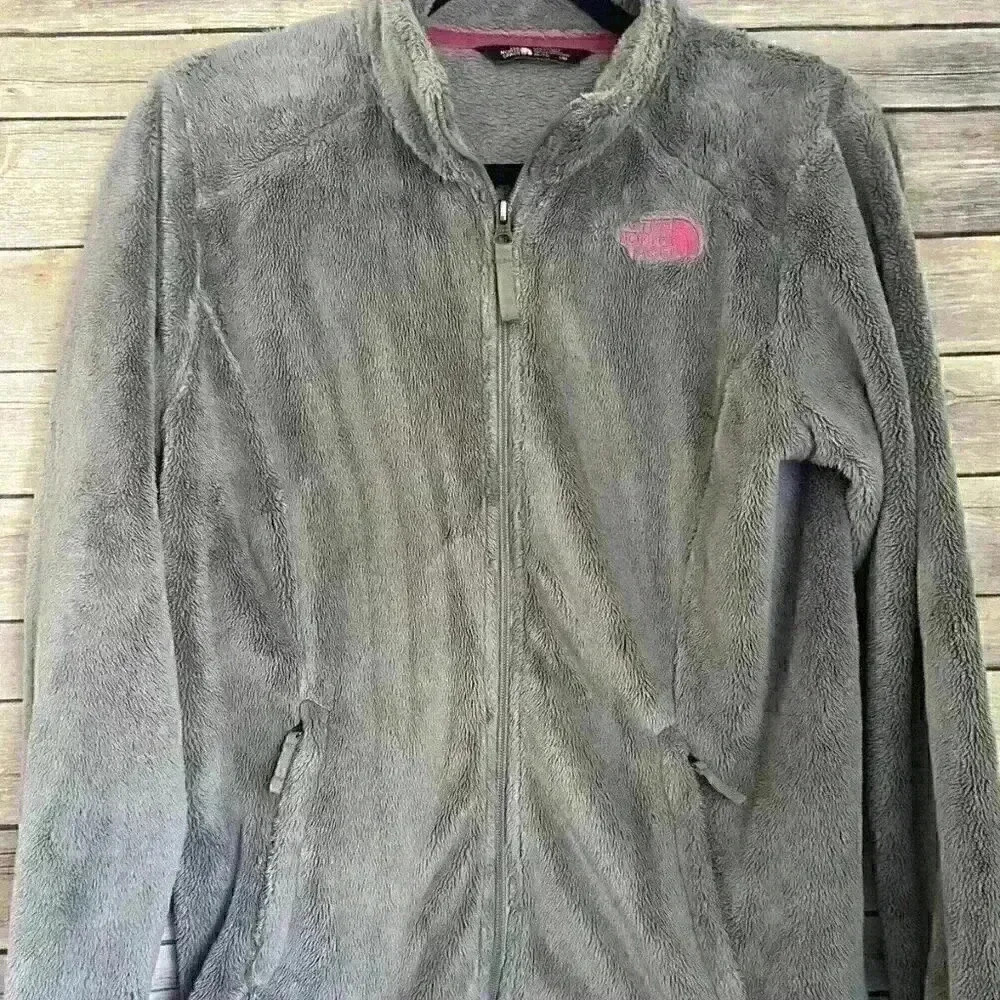 The North Face Girls Long Sleeve Full Zip Fleece Gray Jacket Size XL